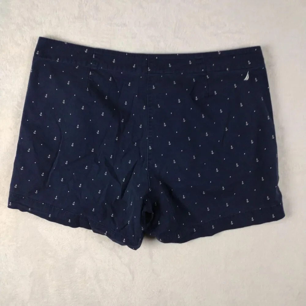 Nautica Shorts Womens Size‎ 14 Anchor Chino Blue Casual Summer Shortie Bottoms